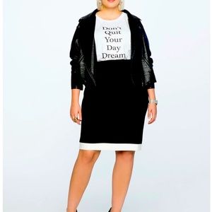 NWT ELOQUII Black Column Skirt w/White Stripe 14